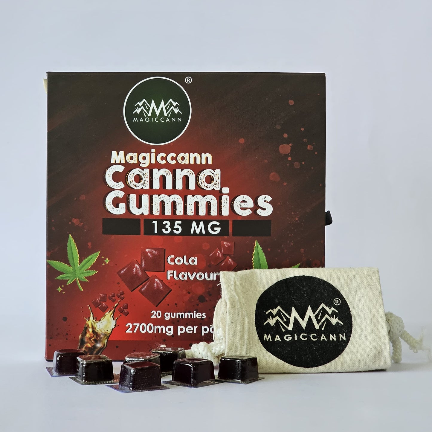 Magiccann Canna Gummies - Premium Cannabis infused gummies (CBD + THC) - Cola Flavor, Extra Strong : 1350Mg