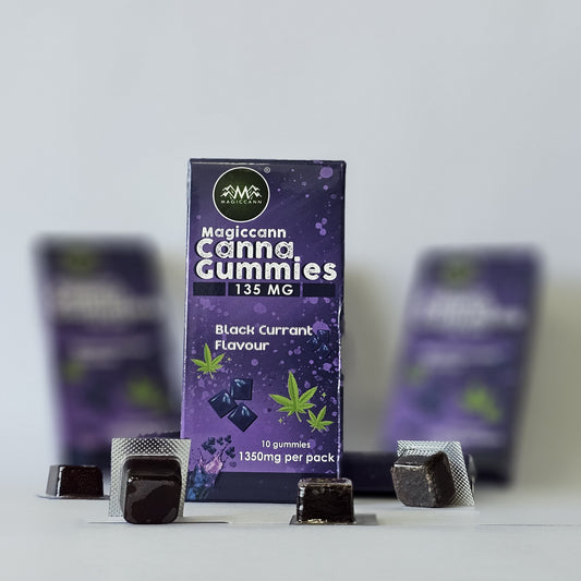 Magiccann Canna Gummies - Black currant Premium Cannabis infused gummies(CBD + THC), Extra Strong : 1350Mg