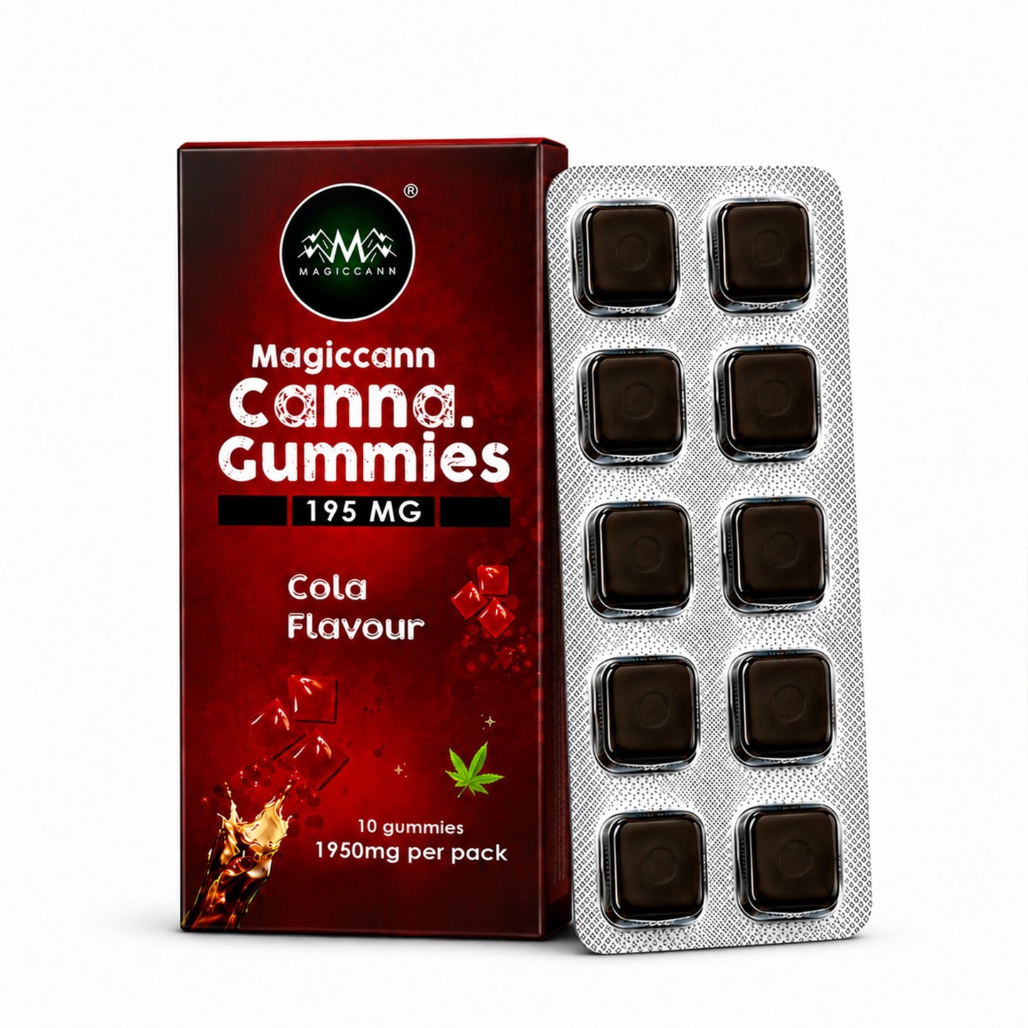 Magiccann Canna Gummies, Extra Strong : 1950Mg Cola flavour 7.25%, 195mg per gummy