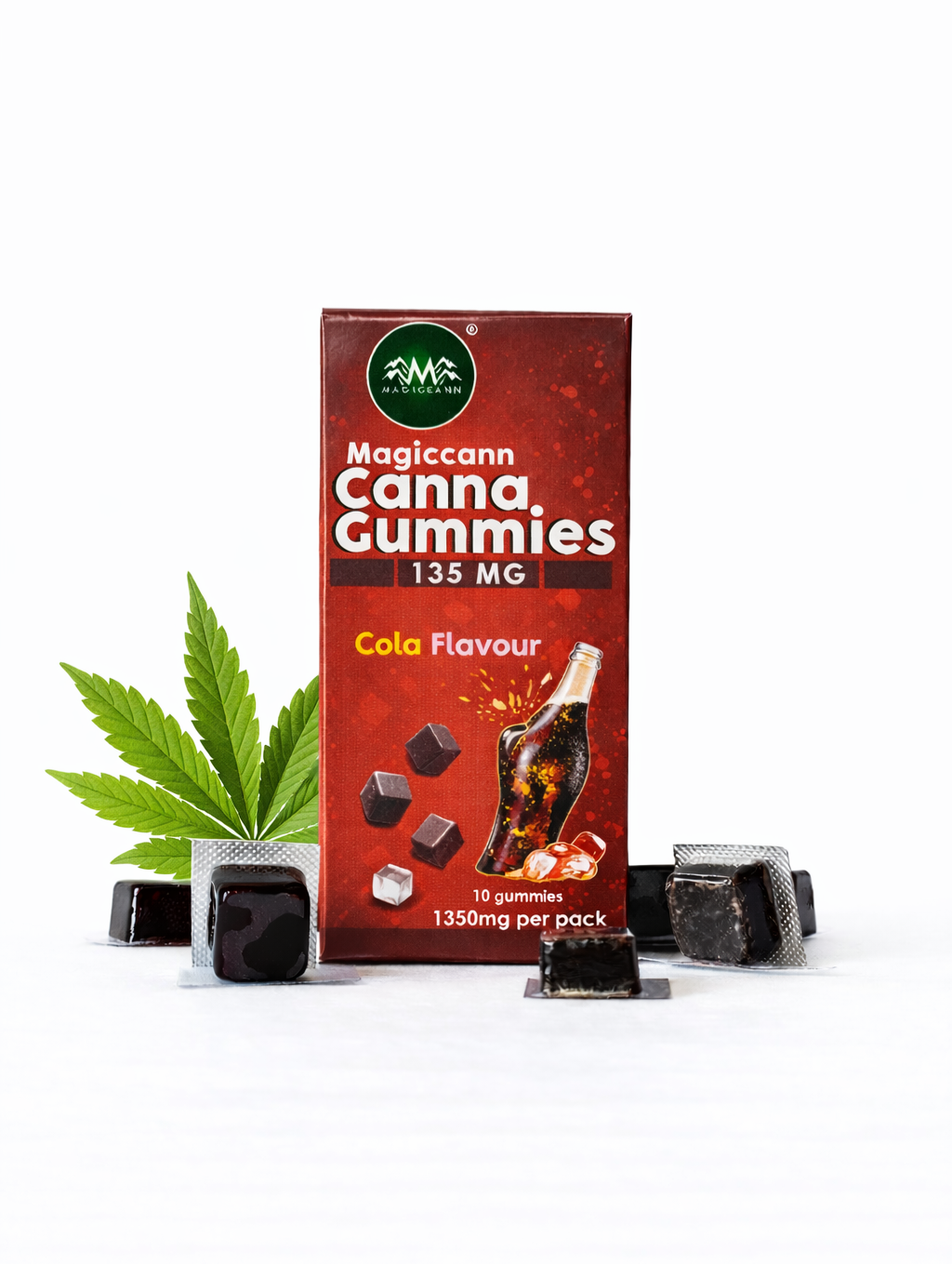 Magiccann Canna Gummies - Premium Cannabis infused gummies (CBD + THC), Extra Strong : 1350Mg Cola flavour