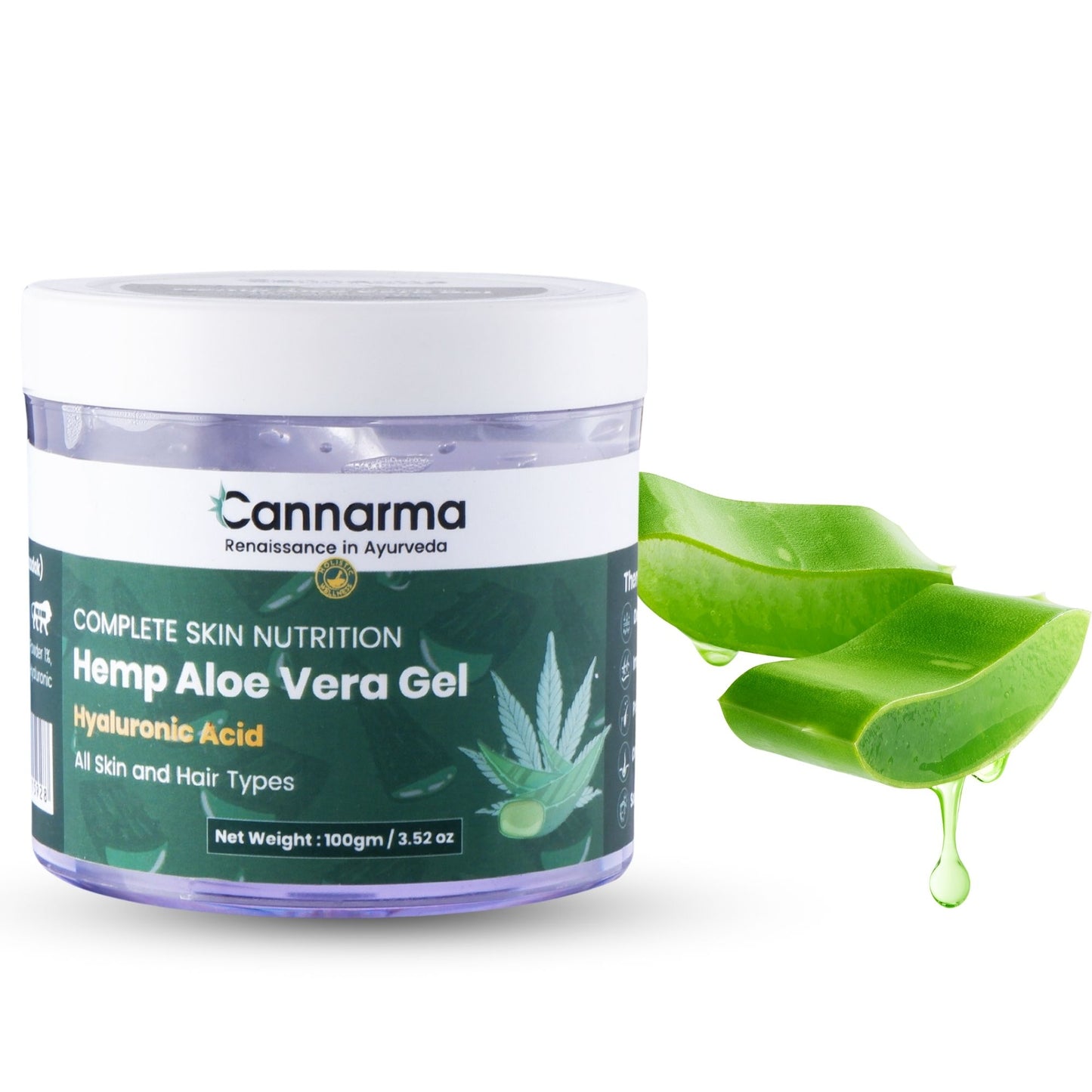 Cannarma Hemp Aloe Vera Gel | For Face, Hair, Skin Moisturizer