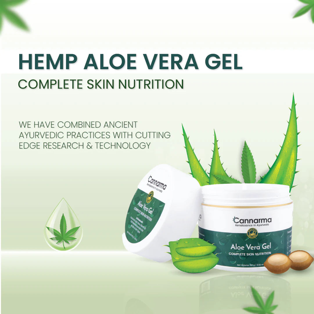 Cannarma Hemp Aloe Vera Gel | For Face, Hair, Skin Moisturizer | Hydrates and Soothes | With Vitamin E