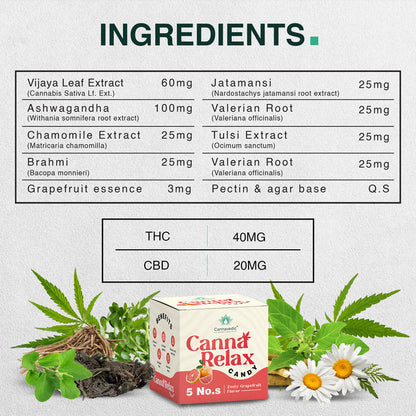 CannaRelax - Ayurvedic Vijaya Candy | Pack of 5 Candies | (2:1|THC:CBD) - 60mg/ Candy
