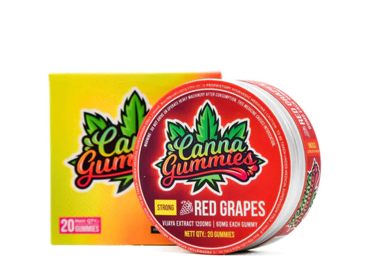 Canna Gummies - Cannabis Infused Gummies 1:1 - Red Grapes Strong : 1200Mg