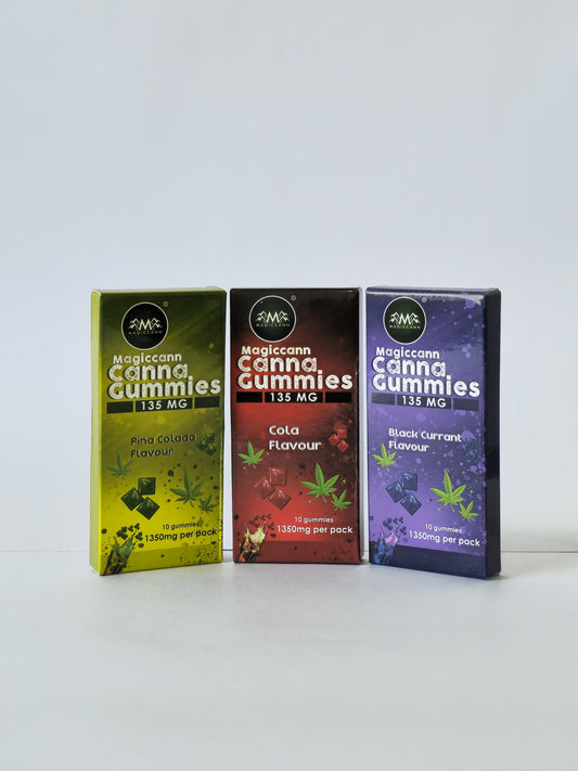 ASSORTED ALL FLAVOUR EXTRA STRONG (CBD + THC) Premium CANNABIS COLA PINACOLDA BLACKCURRANT GUMMIES 135MG GUMMY OF 30 PCS