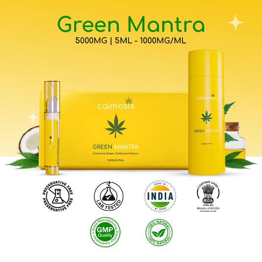Calmosis Green Mantra | India's Purest Full Spectrum Vijaya Extract | 5000 MG/ 5ML 100% Pure Cannabis Leaf Extract Full Spectrum (THC + CBD)