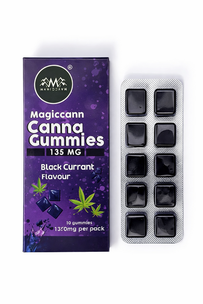 Magiccann Canna Gummies - Black currant Premium Cannabis infused gummies(CBD + THC), Extra Strong : 1350Mg