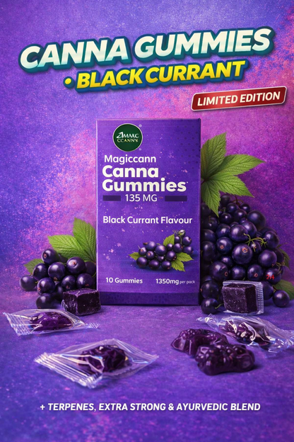 Magiccann Canna Gummies - Black currant Premium Cannabis infused gummies(CBD + THC), Extra Strong : 1350Mg