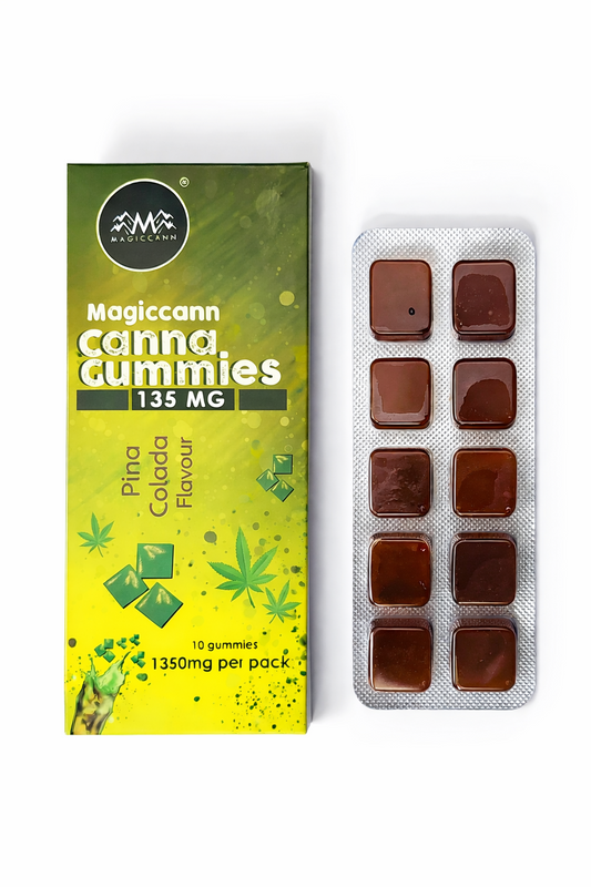 Magiccann Canna Gummies - Pina colada Premium Cannabis infused gummies(CBD + THC), Extra Strong : 1350Mg