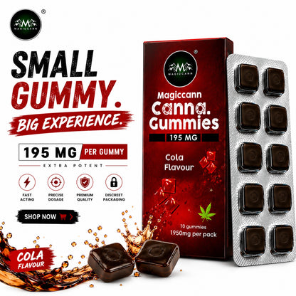 Magiccann Canna Gummies, Extra Strong : 5850Mg Cola flavour 7.25%, 195mg per gummy Pack of 30 gummies