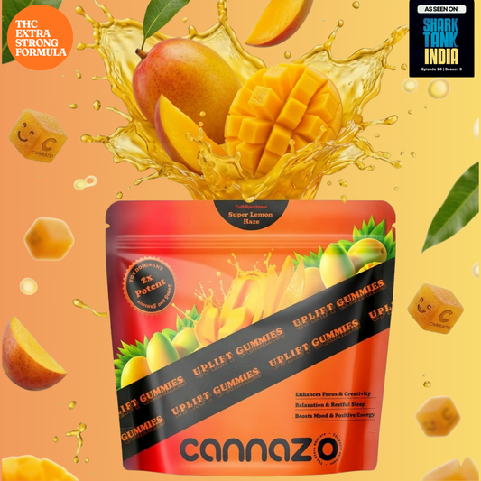 Cannazo- Uplift Gummies (THC + CBD Oil Full Spectrum + Terpenes – 500mg)  (OG Kush Mango)
