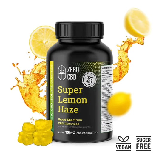 Zero CBD- Sugarfree Vegan Broad Spectrum CBD Gummies | Super Lemon Haze 1250mg