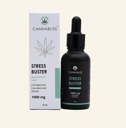 Cannabliss STRESS BUSTER (with 10% Cannabis Leaf Extract + Spearmint, Tulsi and Jatamansi)