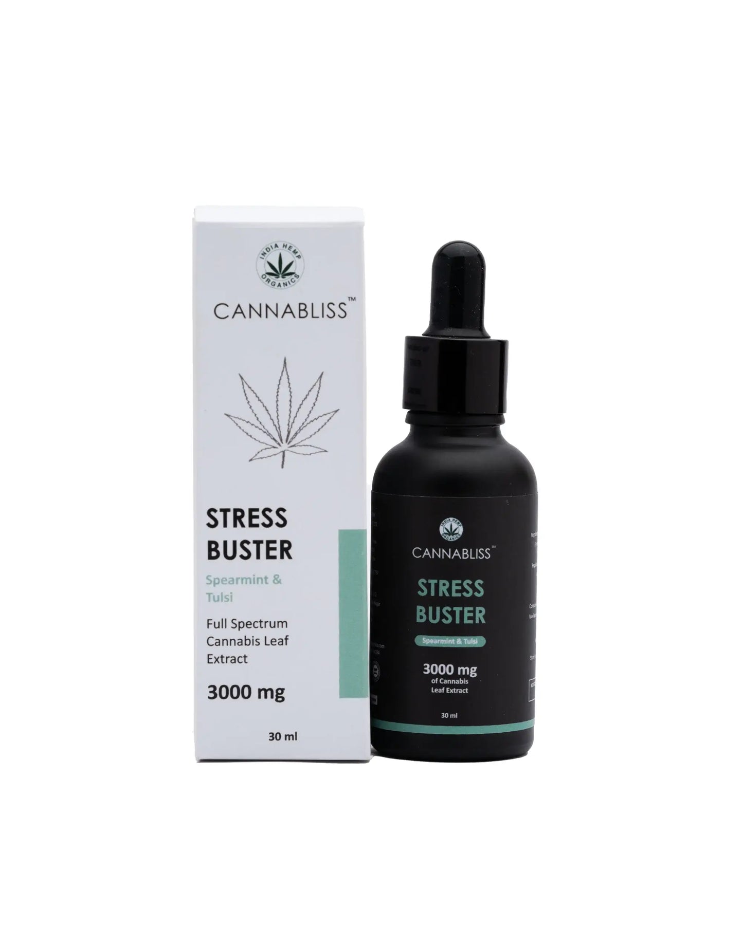 Cannabliss STRESS BUSTER (with 10% Cannabis Leaf Extract + Spearmint, Tulsi and Jatamansi)